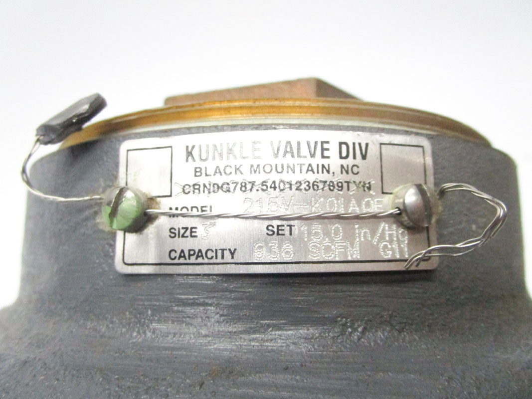 KUNKLE VALVE 215V-K01AQE 3" NSNP