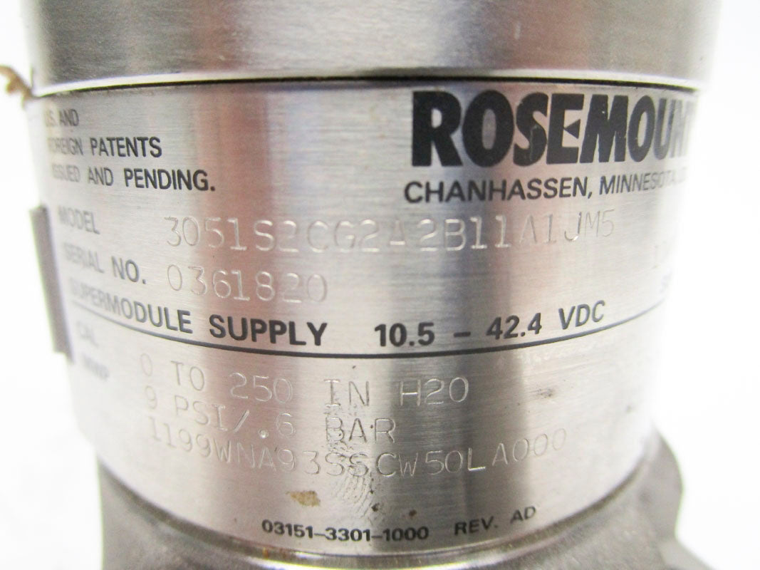 ROSEMOUNT 3051S2CG2A2B11A1JM5 10.5-42.4VDC 9PSI UNMP