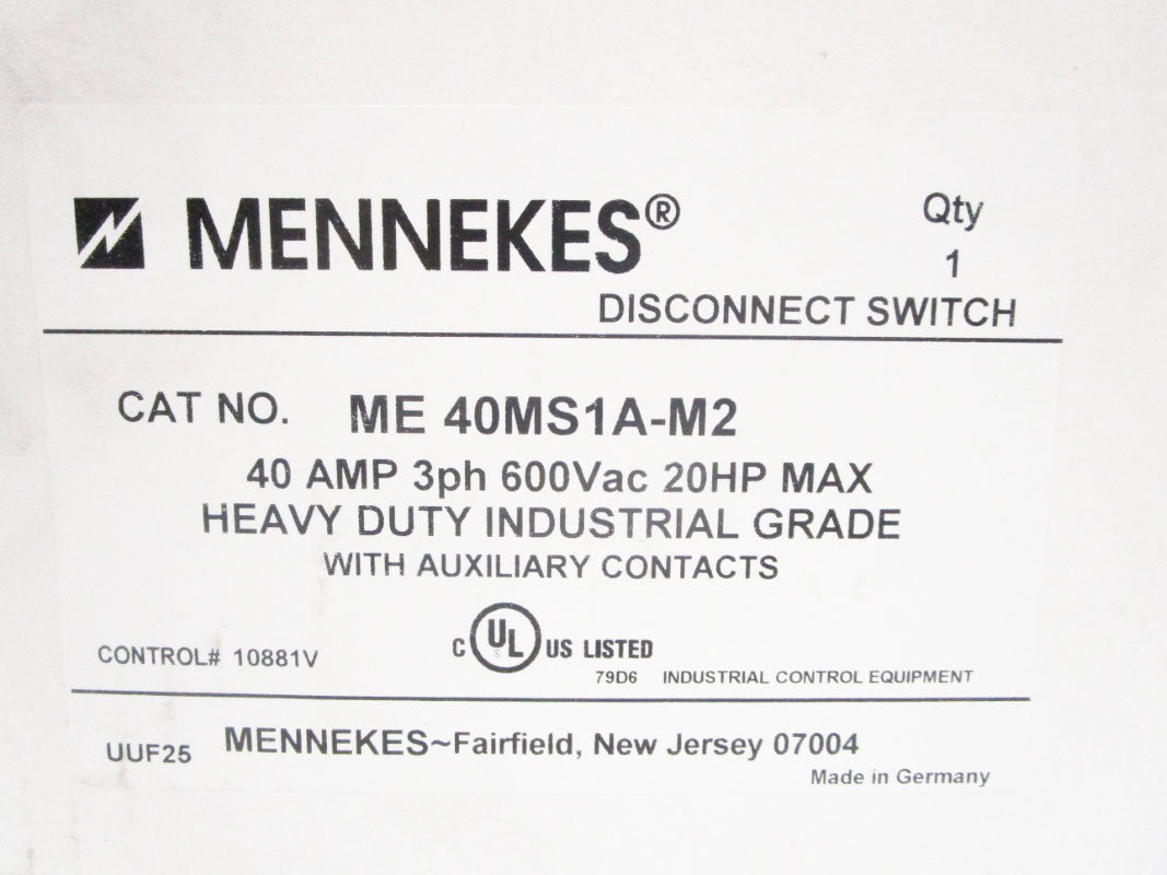 MENNEKES ME40MS1A-M2 600VAC 40A NSMP
