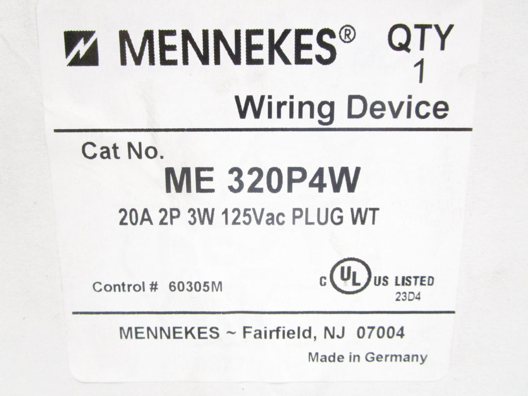 MENNEKES ME320P4W 125VAC 20A NSMP