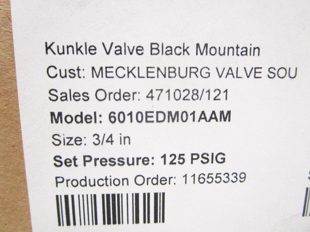 KUNKLE VALVE 6010EDM01AAM 125PSI 3/4" NSMP