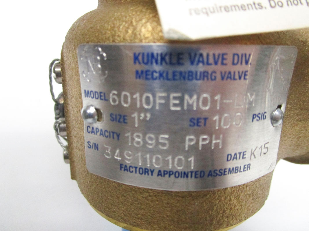 KUNKLE VALVE 6010FEM01-LM 100PSI 1" NSNP
