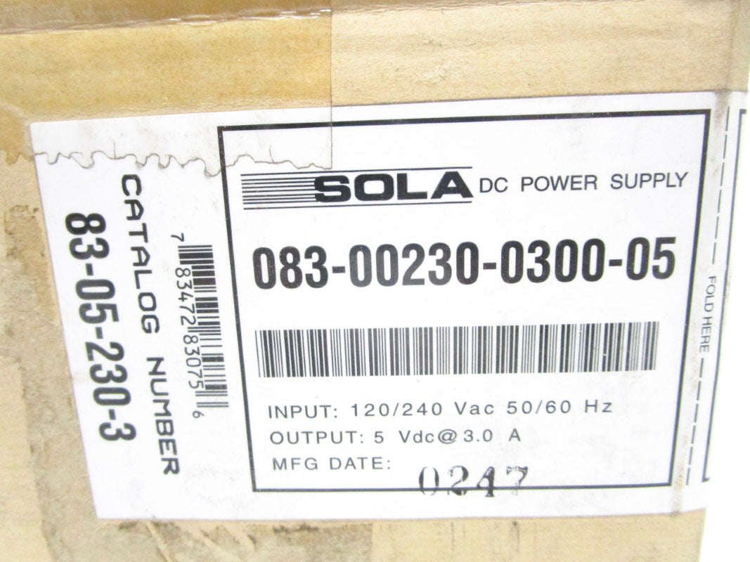 SOLA 083-00230-0300-05 120/240VAC 0.3A NSMP