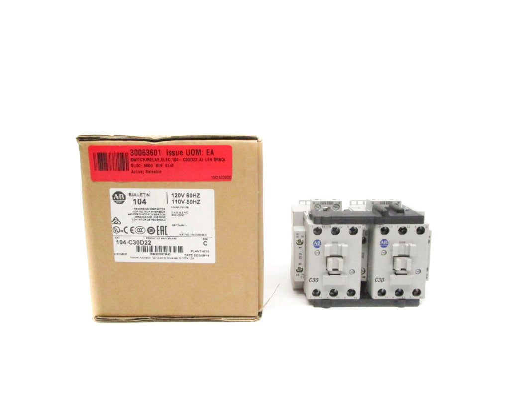 ALLEN BRADLEY 104-C30D22 SER. C 110/120V 30A (BR/WH) NSMP