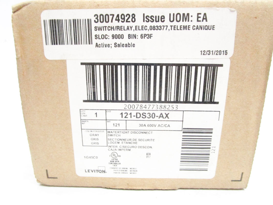 LEVITON 121-DS30-AX 600VAC 30A NSMP