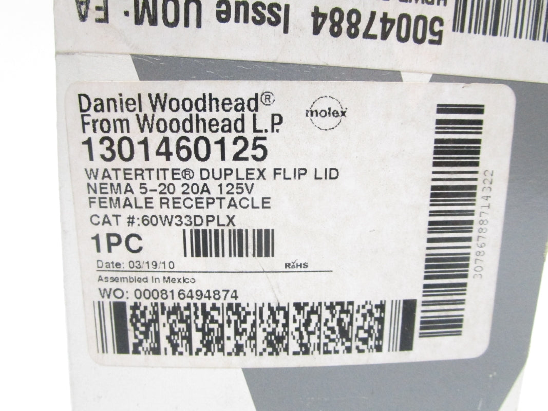 DANIEL WOODHEAD 60W33DPLX 1301460125 125V 20A NSMP