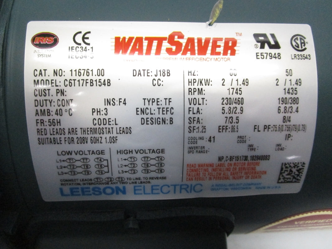 LEESON 116761.00 C6T17FB154B 230/460V 5.8/2.9A NSMP