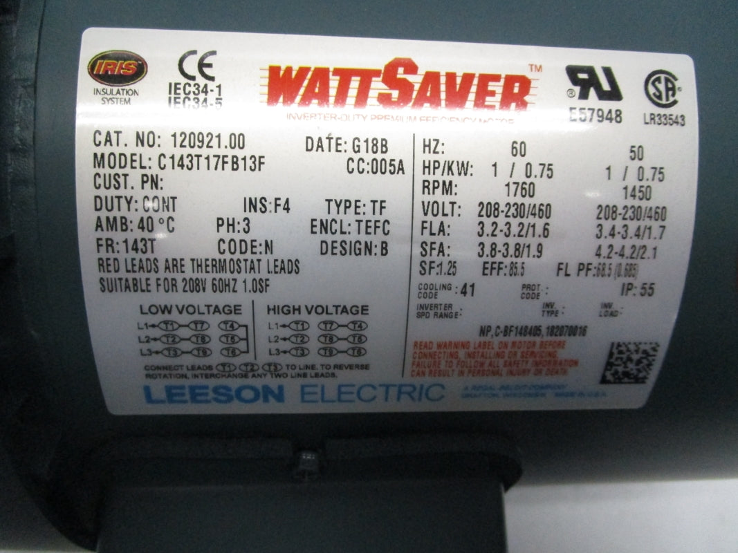 LEESON 120921.00 C143T17FB13F 460V 1.6A NSMP