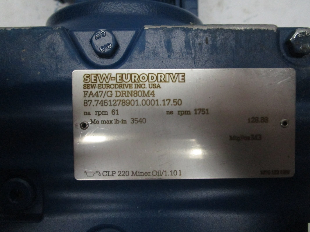 SEW EURODRIVE 87.7461278901.0001.17.50 FA47/GDRN80M4 230/460V NSNP