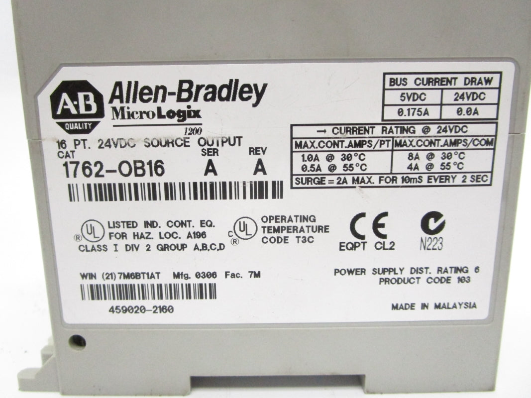 ALLEN BRADLEY 1762-OB16 SER. A 24VDC UNMP