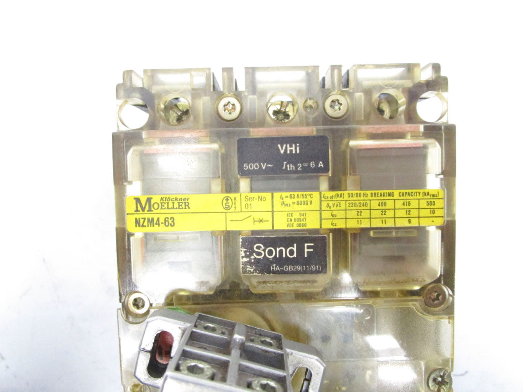 KLOCKNER MOELLER NZM4-63 500VAC 6A UNMP
