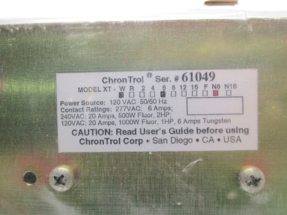 CHRONTROL XTW6N8 120VAC 20A NSNP