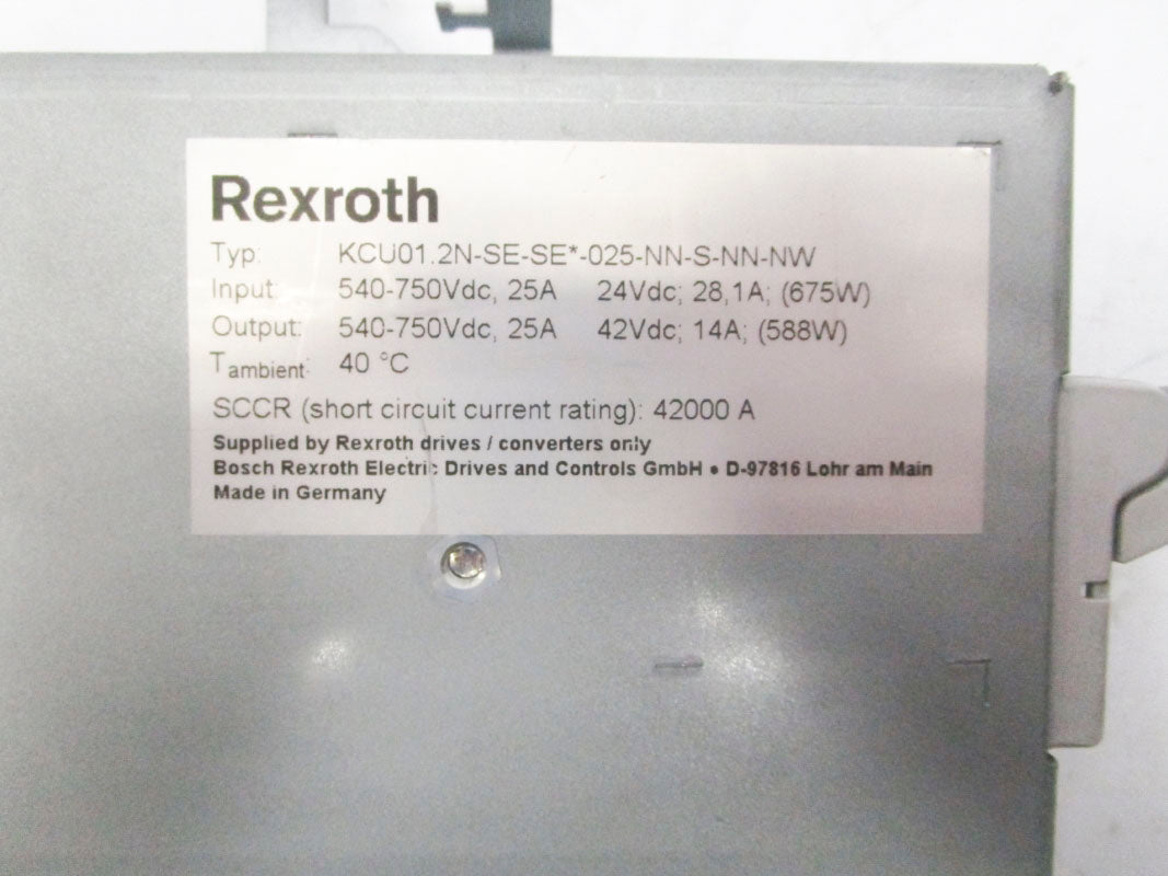 REXROTH KCU01.2N-SE-SE*-025-NN-S-NN-NW R911320214 540-750VDC 25A UNMP