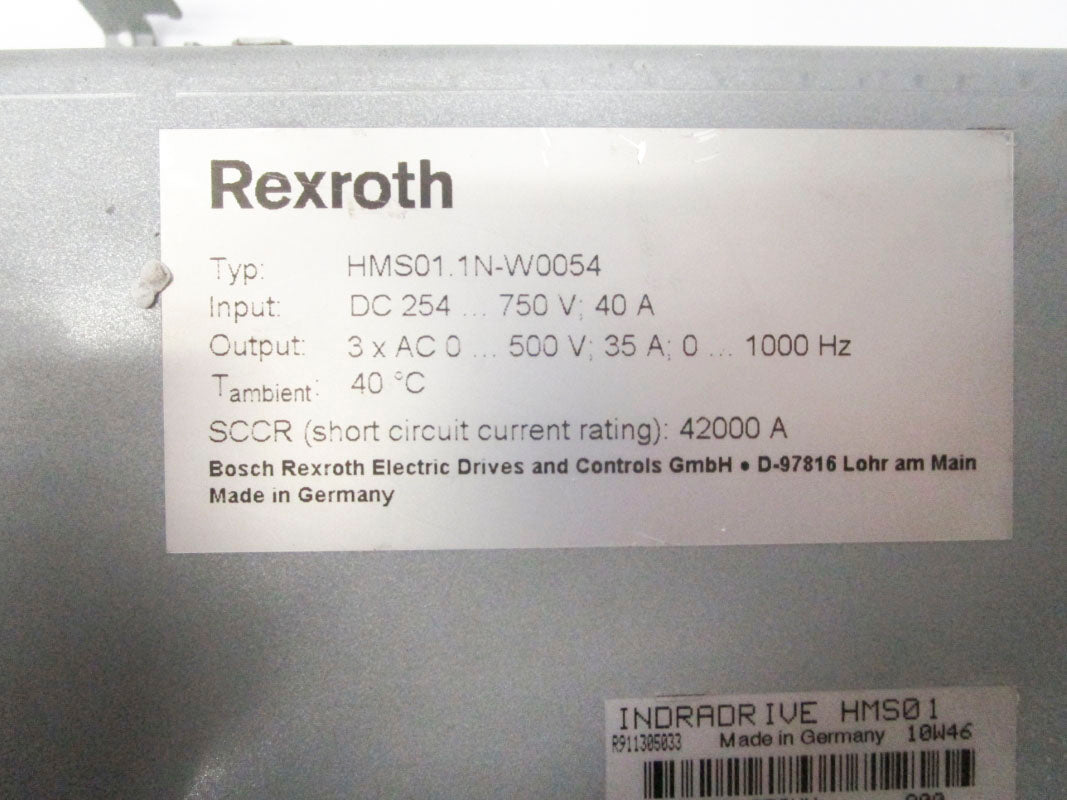REXROTH HMS01.1N-W0054-A-07-NNNN R91129535 750VDC 40A UNMP