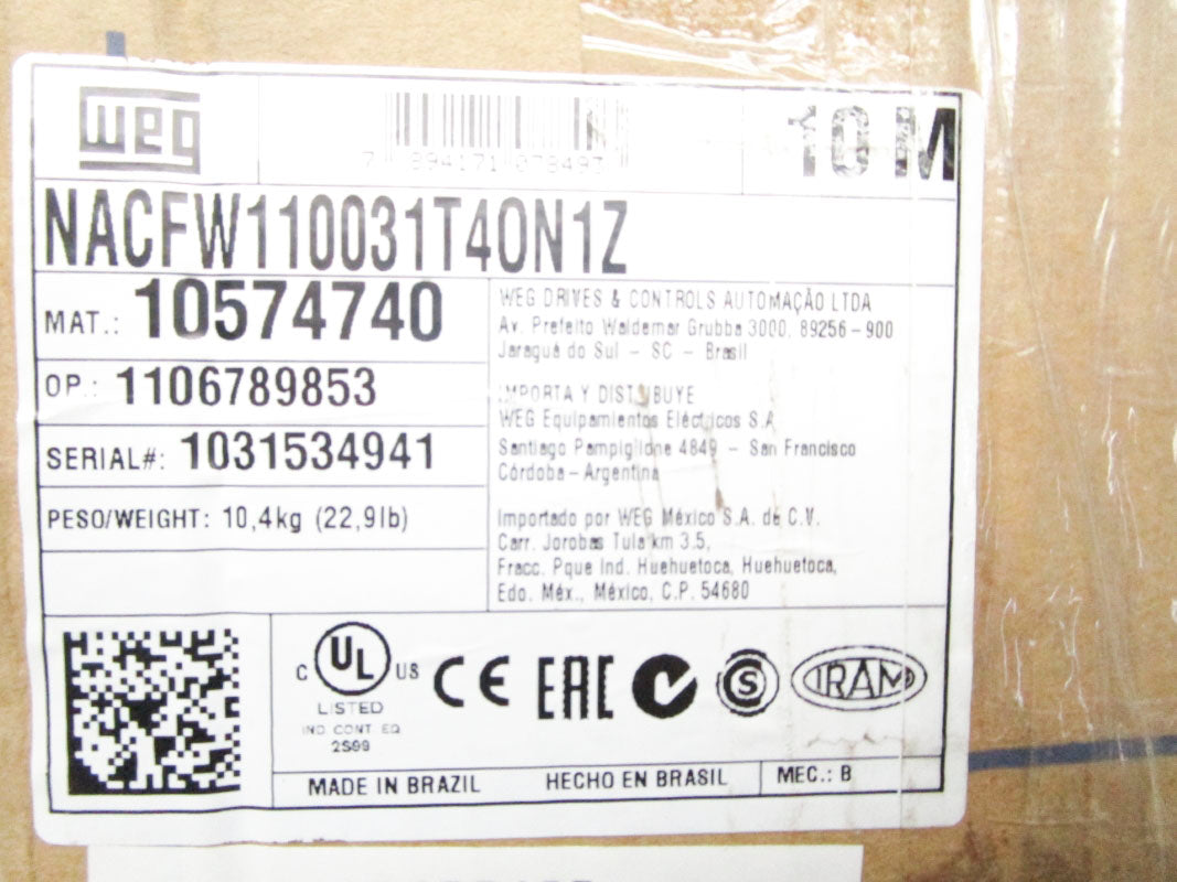WEG NACFW110031T4ON1Z 10574740 380-480VAC 25/31A NSMP