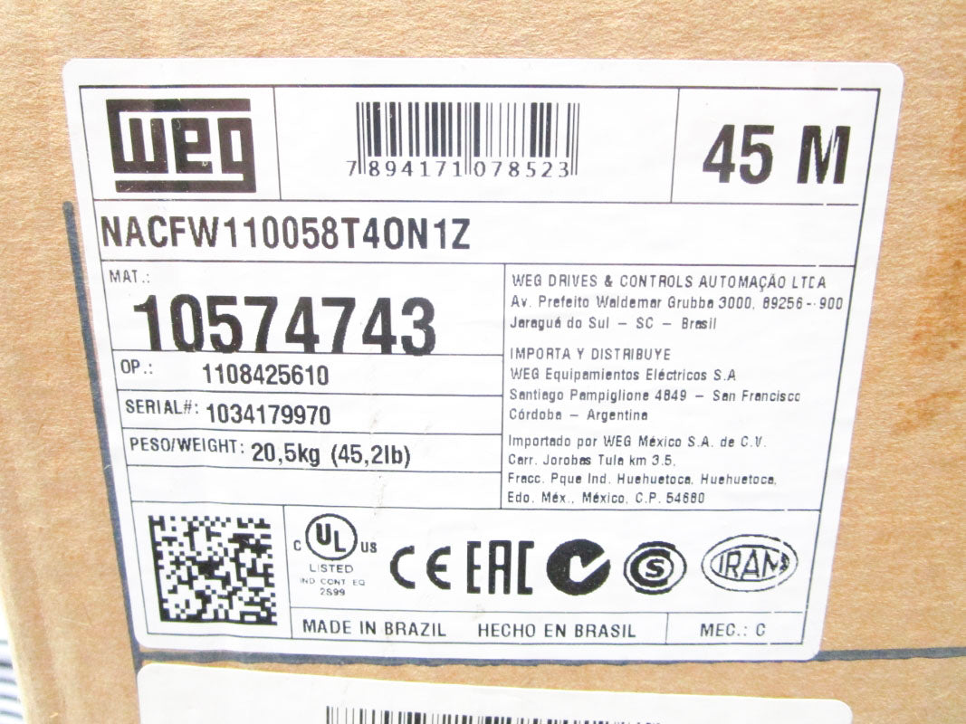WEG NACFW110058T4ON1Z 10574743 380-480VAC 3/58.5A NSMP