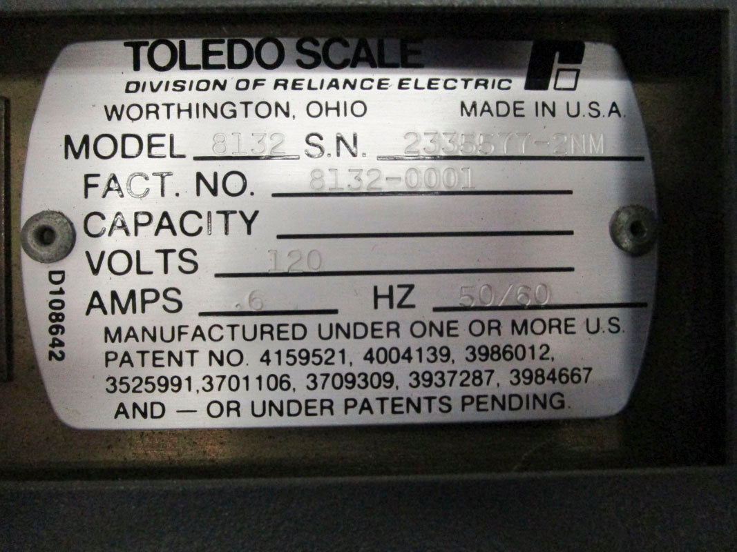 TOLEDO SCALE 8132 120V 0.6A NSMP