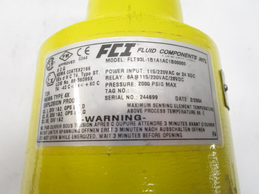 FCI FLT93L-1B1A1AC1B00000 220VAC 6A 2000PSI (AS PICTURED) NSNP