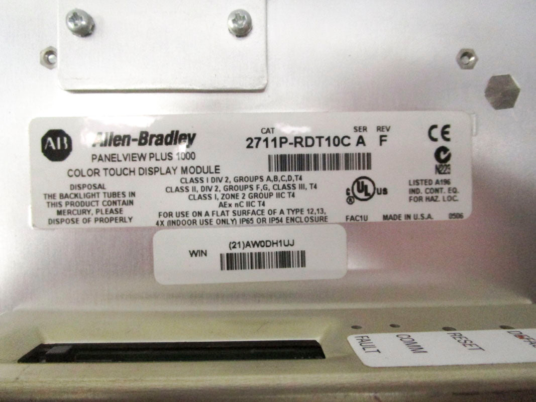 ALLEN BRADLEY 2711P-RDT10C SER. A 24VDC UNMP