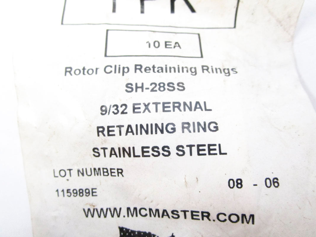 MCMASTER SH-28SS 9/32" (PKG OF 10) NSMP