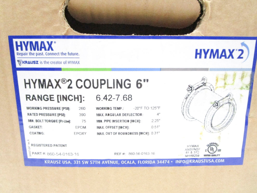 HYMAX 860-54-0163-16 390PSI -20-125'F 6" NSMP
