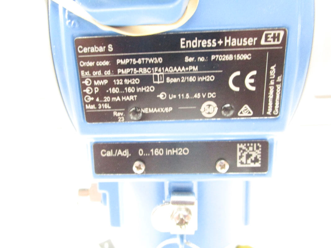 ENDRESS+HAUSER PMP75-6T7W3/0 11.5-45VDC 0-160INH2O NSMP