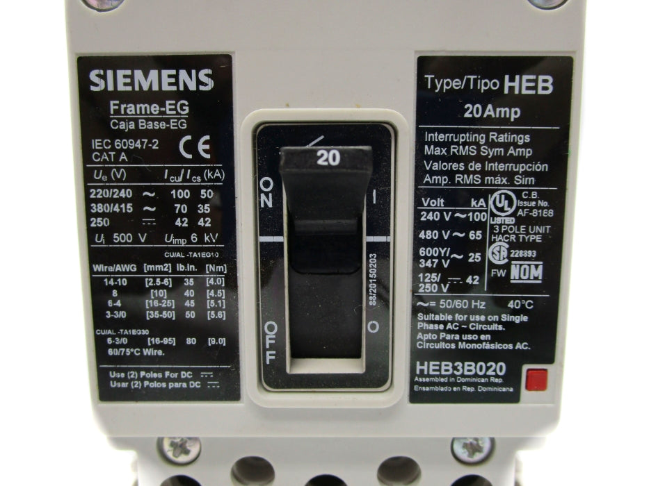 SIEMENS HEB3B020 20A 500V NSNP