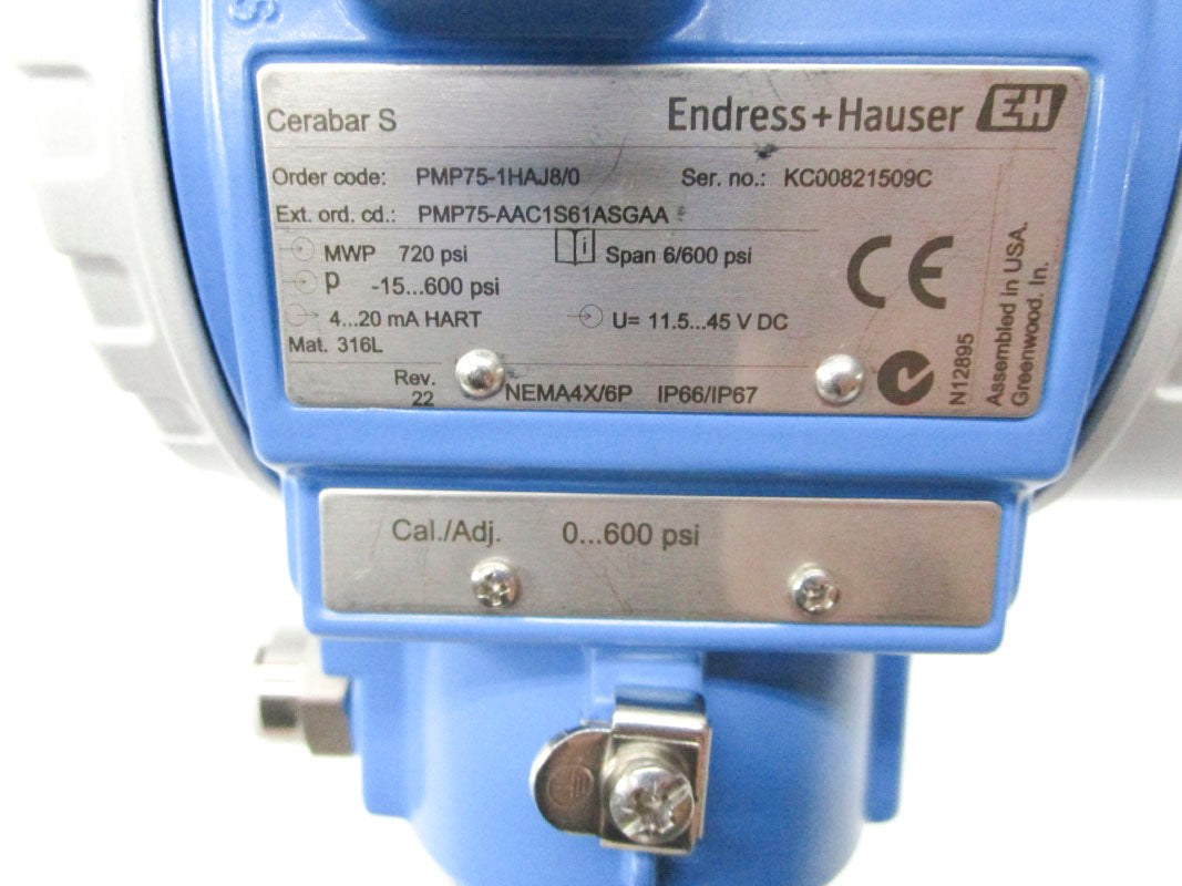 ENDRESS+HAUSER PMP75-1HAJ8/0 11.5-45VDC 720PSI NSMP