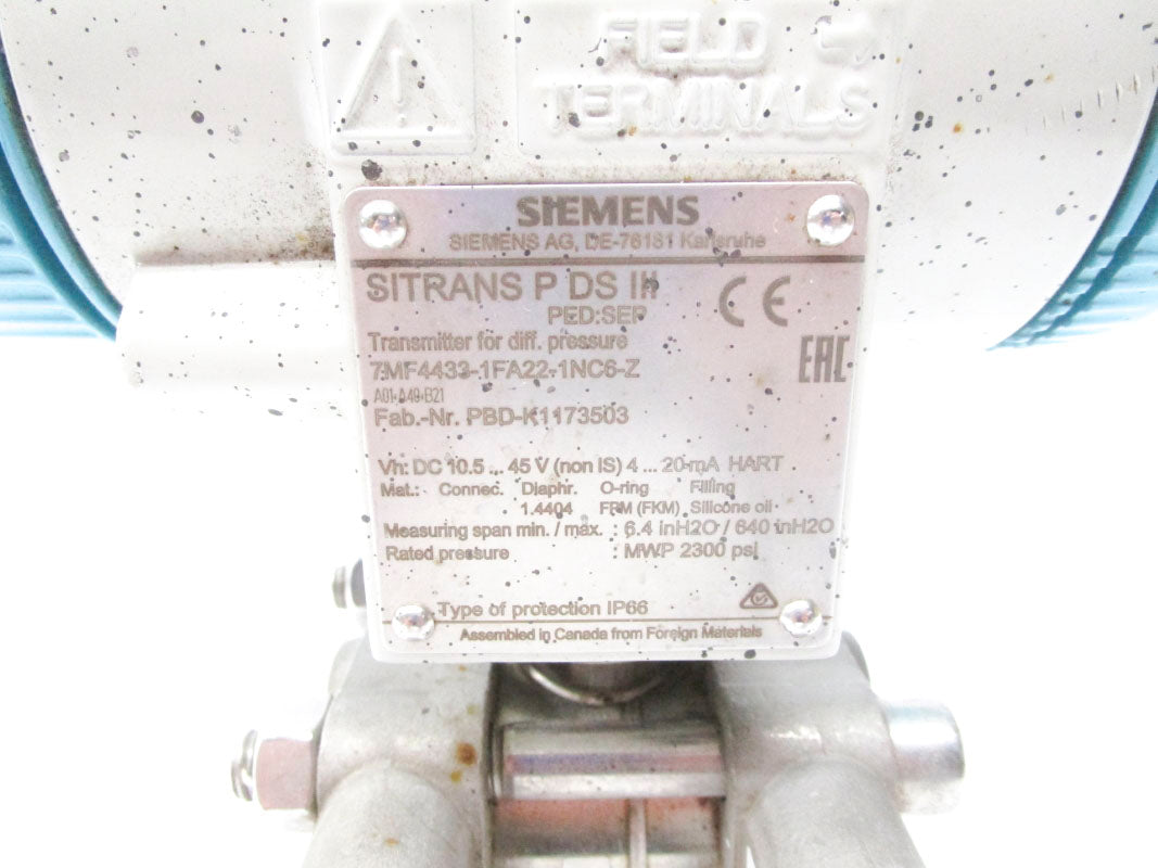SIEMENS 7MF4433-1FA22-1NC6-Z 10.5-45VDC 2300PSI UNMP