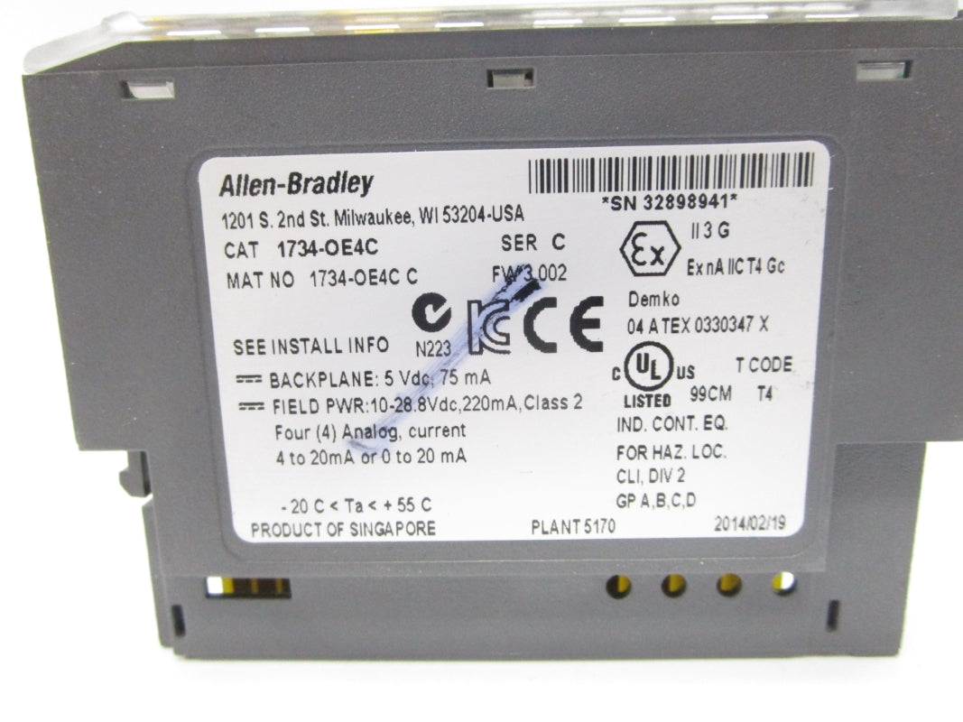 ALLEN BRADLEY 1734-OE4C SER. C F/W 3.002 10-28.8VDC UNMP