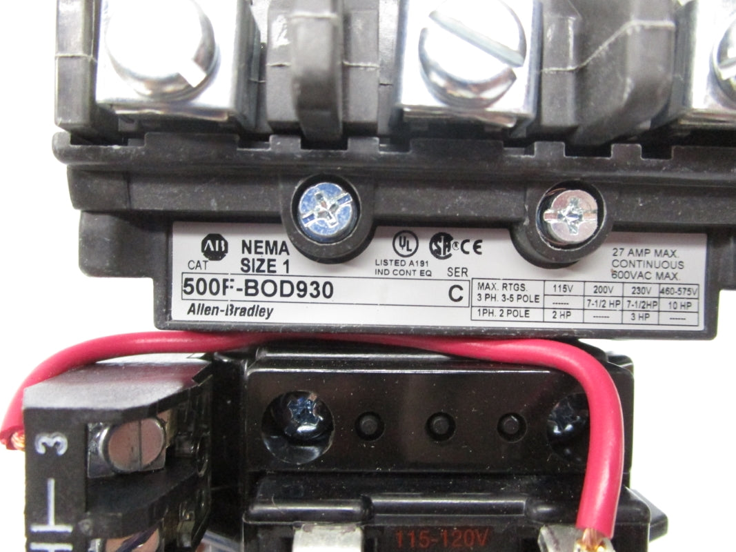 ALLEN BRADLEY 500F-BOD930 SER. C 115-120V 27A NSMP