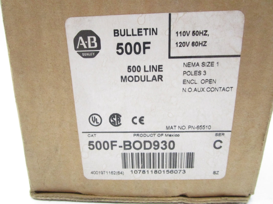 ALLEN BRADLEY 500F-BOD930 SER. C 115-120V 27A NSMP