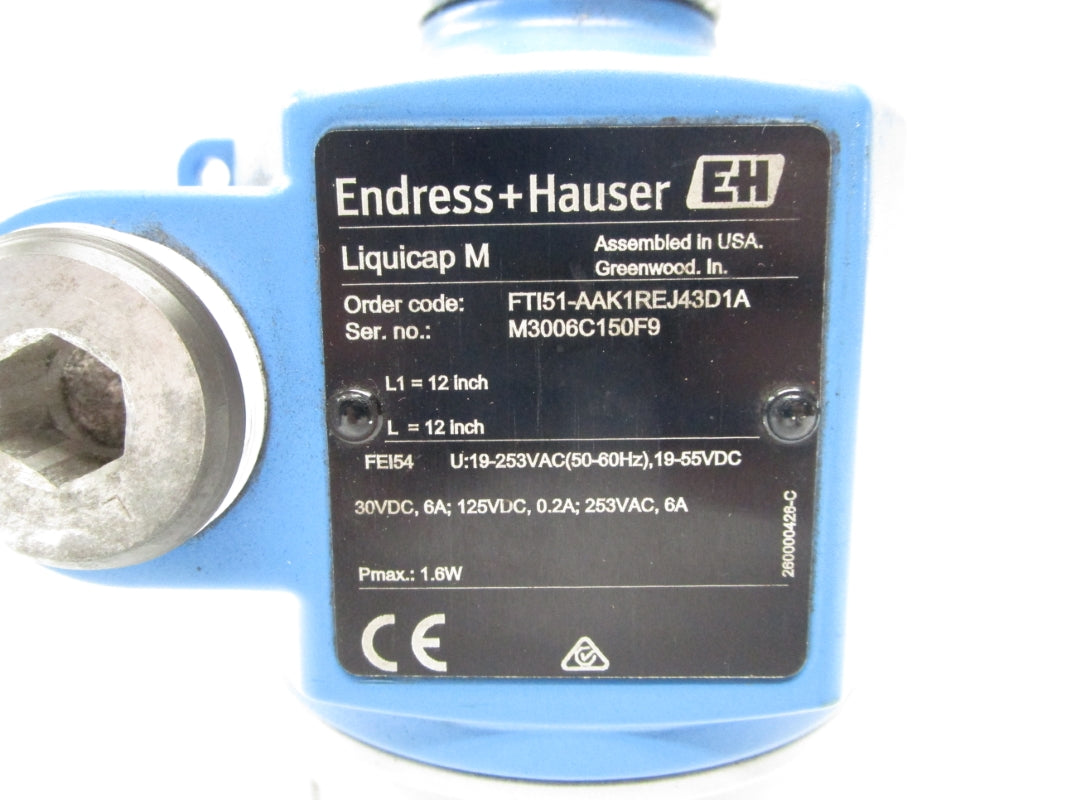 ENDRESS+HAUSER FTI51-AAK1REJ43D1A 19-253VAC 6A 12" NSNP