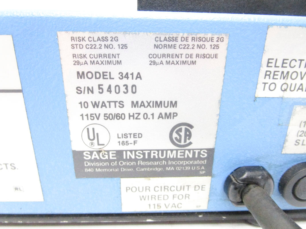 SAGE INSTRUMENTS 341A 115V 0.1A UNMP