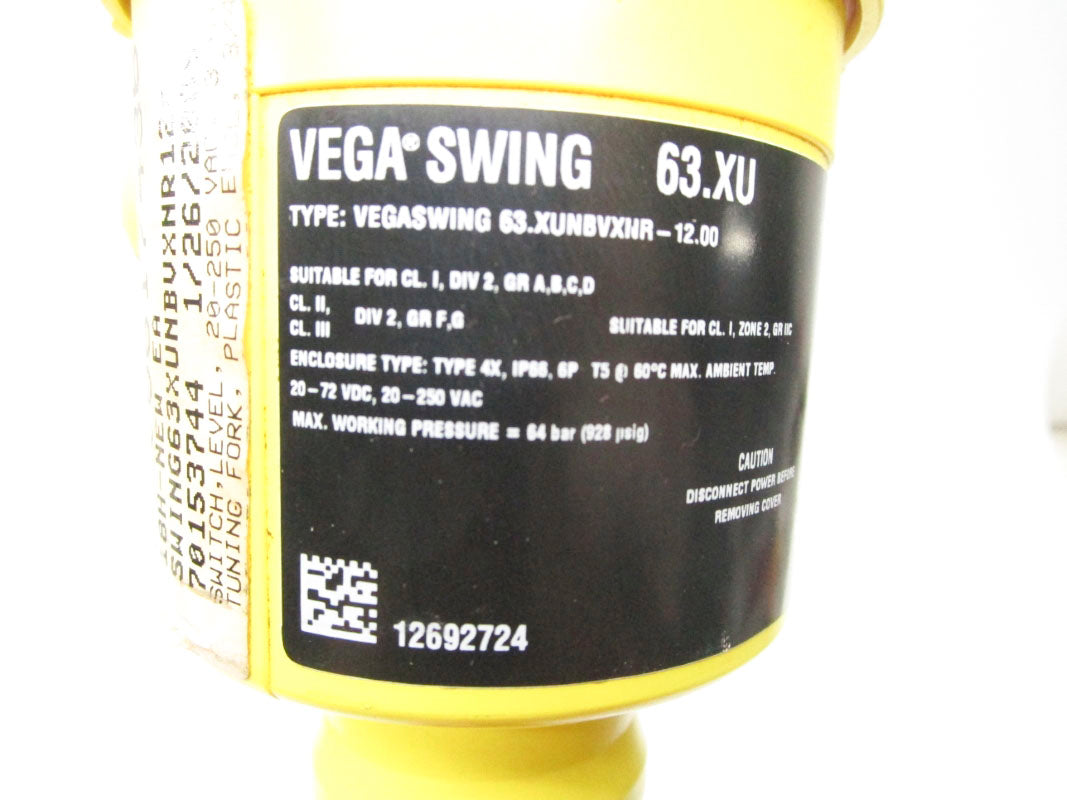 VEGA SWING VEGASWING63.XUNBVXNR-12.00 20-250VAC 928PSI NSNP
