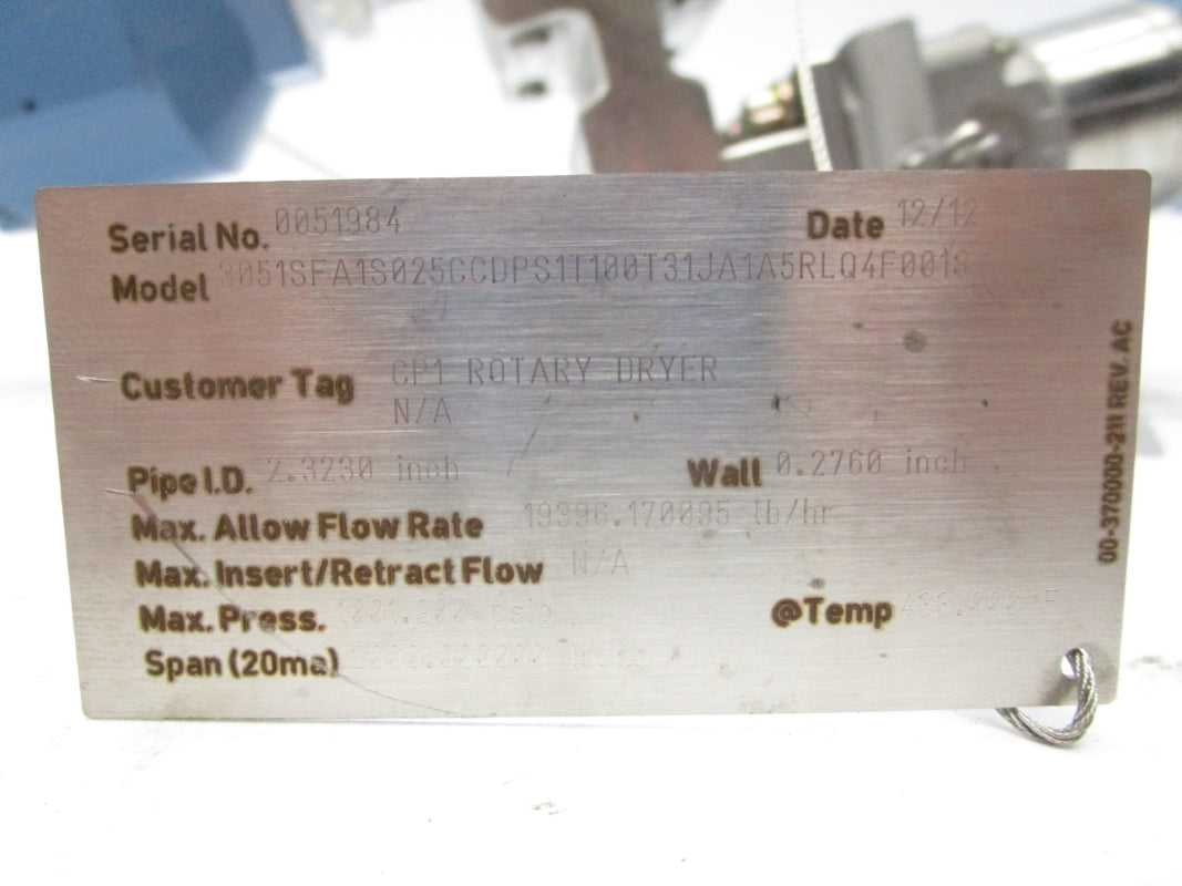 ROSEMOUNT 3051SFA1S025CCDPS1T100T31JA1A5RLQ4F0018 24VDC 1001.900PSI NSNP