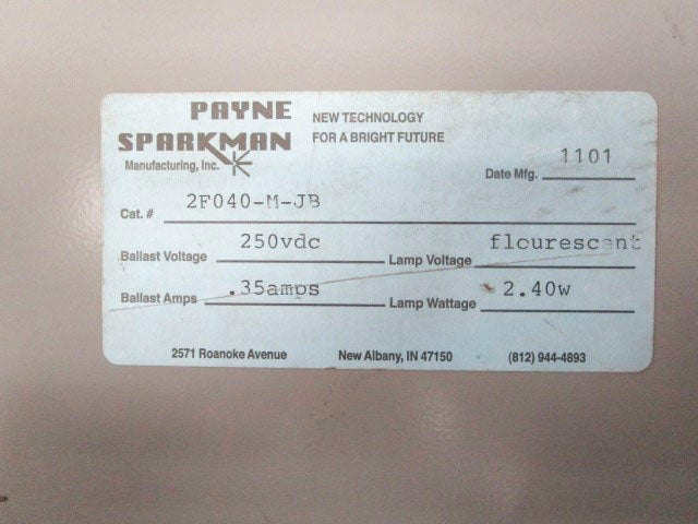 PAYNE SPARKMAN 2F040-M-JB 250VDC 0.35A UNMP