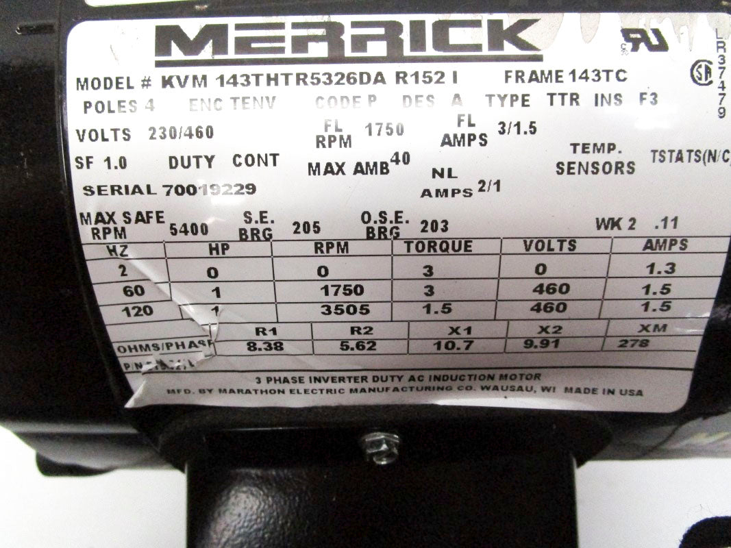 MERRICK KVM143THTR5326DA R1521 460V 3A NSNP