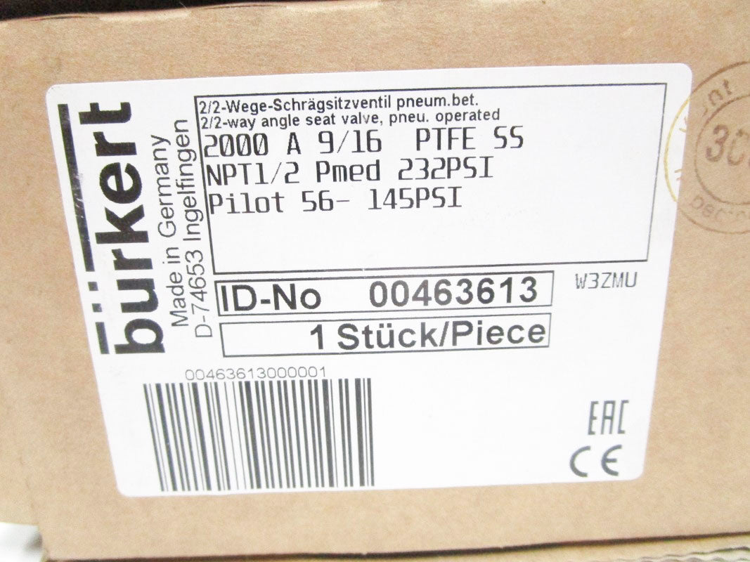 BURKERT 2000A-9/16-PTFES 00463613 232PSI NSMP