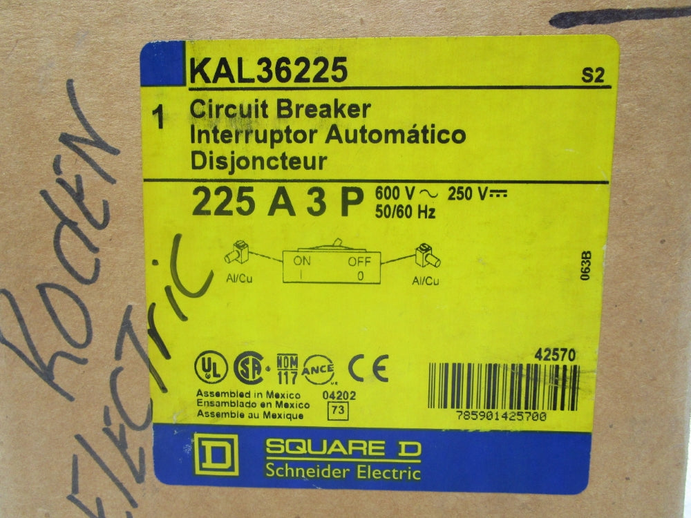 SQUARE D KAL36225 600V 225A NSFS