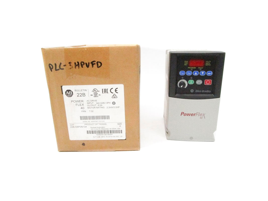 ALLEN BRADLEY 22B-D6P0N104 SER. A F/W 7.02 342-528VAC 7.5A NSMP