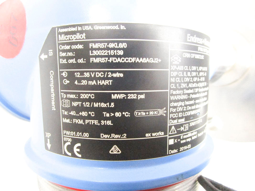ENDRESS+HAUSER FMR57-FDACCDFAA6AGJ2+ 12-35VDC 232PSI NSNP