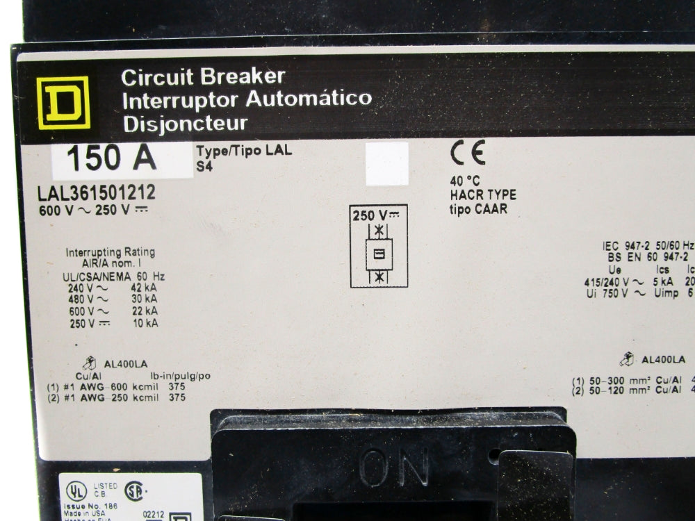 SQUARE D LAL361501212 600V 150A NSMP