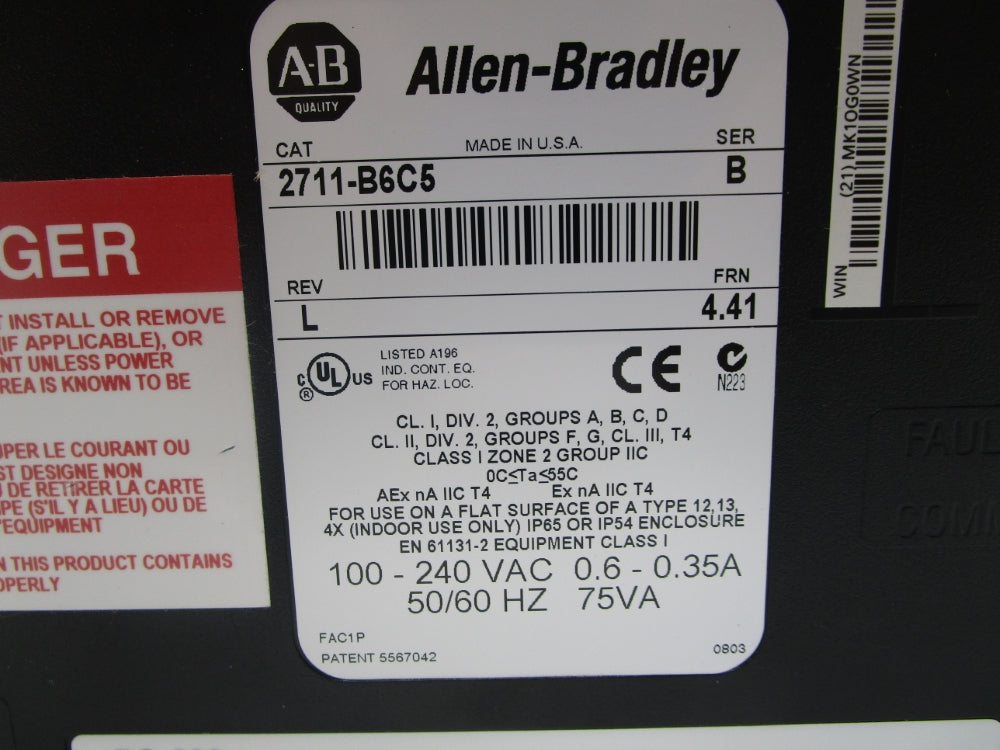 INDUSTRIAL SPARE PART 2711-B6C5 SER. B F/W 4.41 NSMP