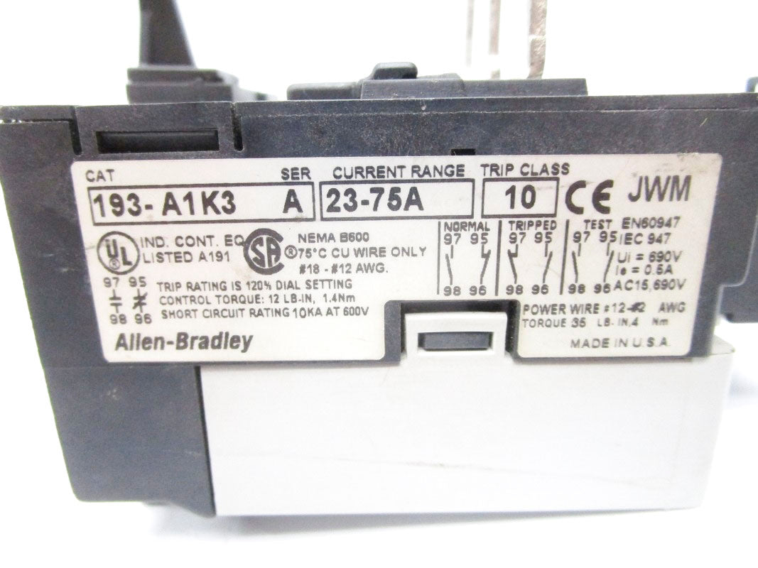 ALLEN BRADLEY 193-A1K3 SER. A 690V 23-75A UNMP