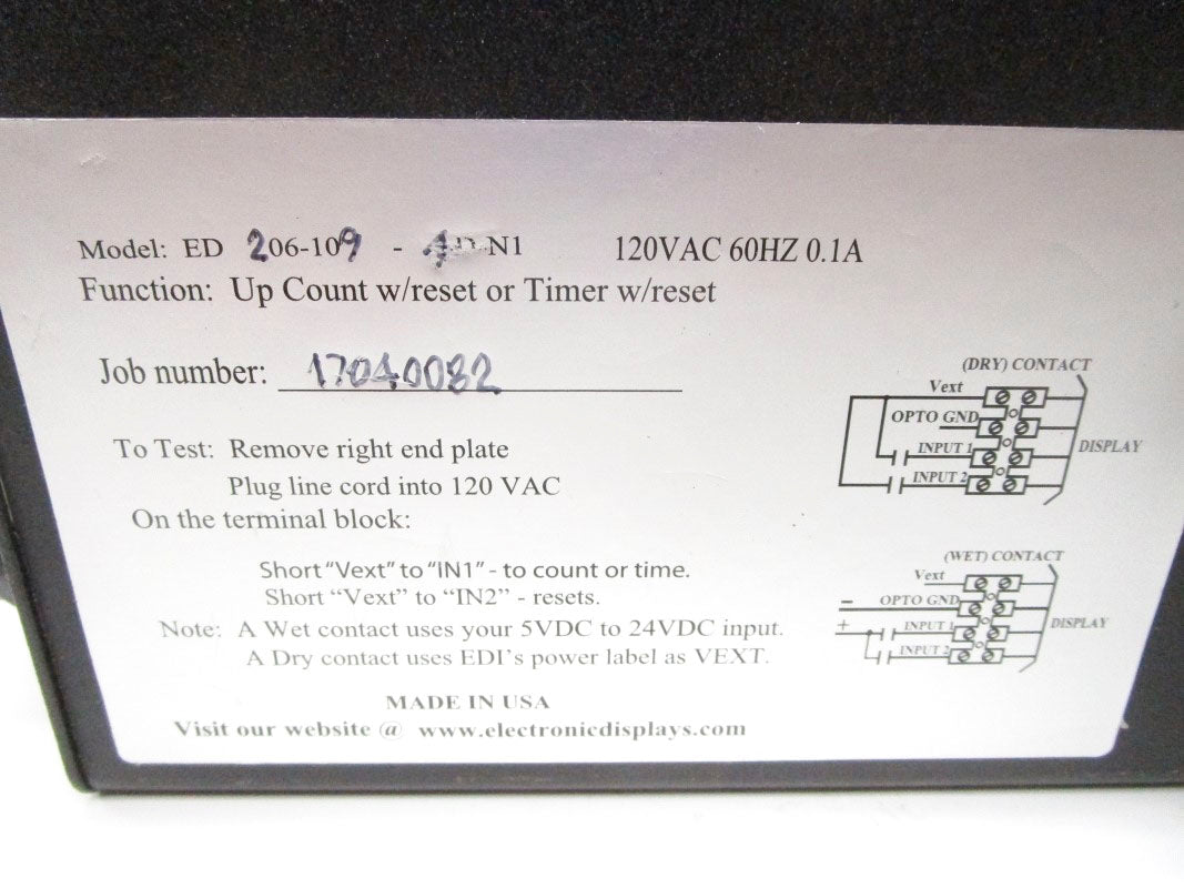 EDI ED206-109-4DNI 120VAC 0.1A (AS PICTURED) NSNP