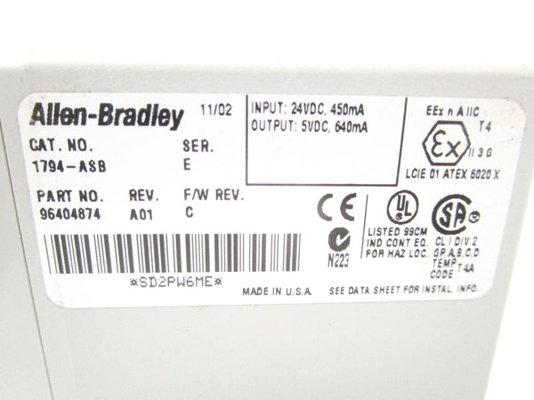 ALLEN BRADLEY 1794-ASB SER. E F/W C 24VDC NSNP