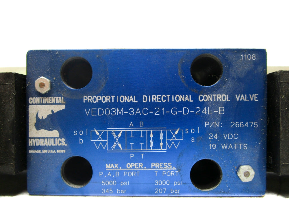 CONTINENTAL HYDROLICS VED03M-3AC-21-G-D-24L-B 3000-5000PSI NSMP