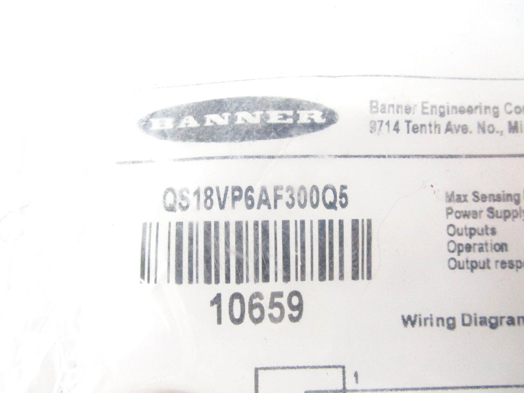 BANNER ENGINEERING QS18VP6AF300Q5 10659 10-30VDC NSMP