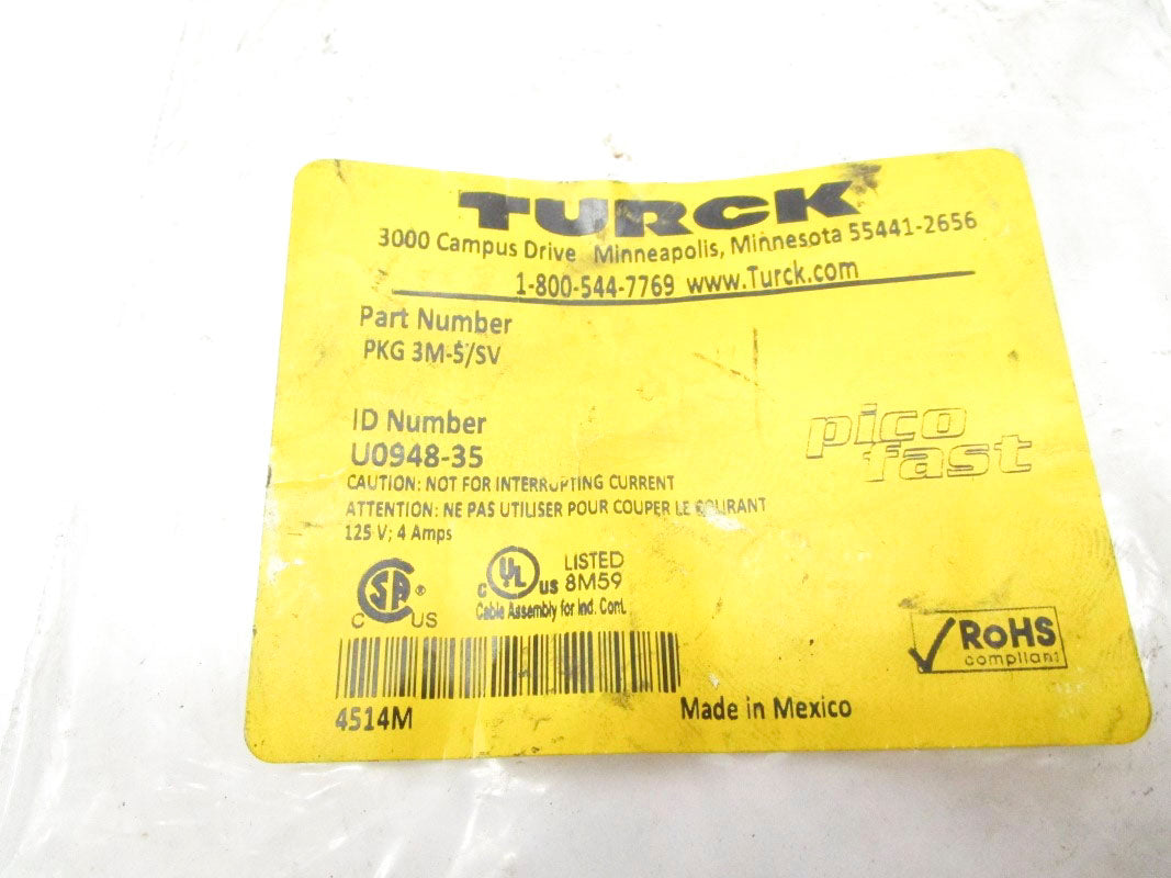 TURCK PKG3M-5/SV U0948-35 125V 4A NSMP